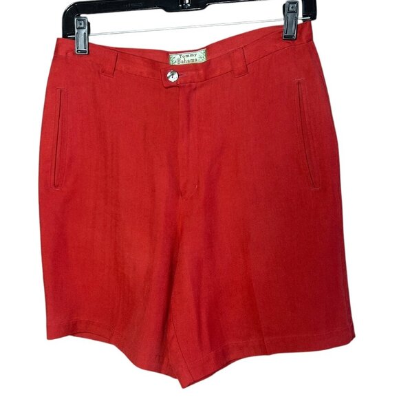 Tommy Bahama Vintage Red 100% Silk Flat Front Shorts Size 4 - Picture 1 of 7